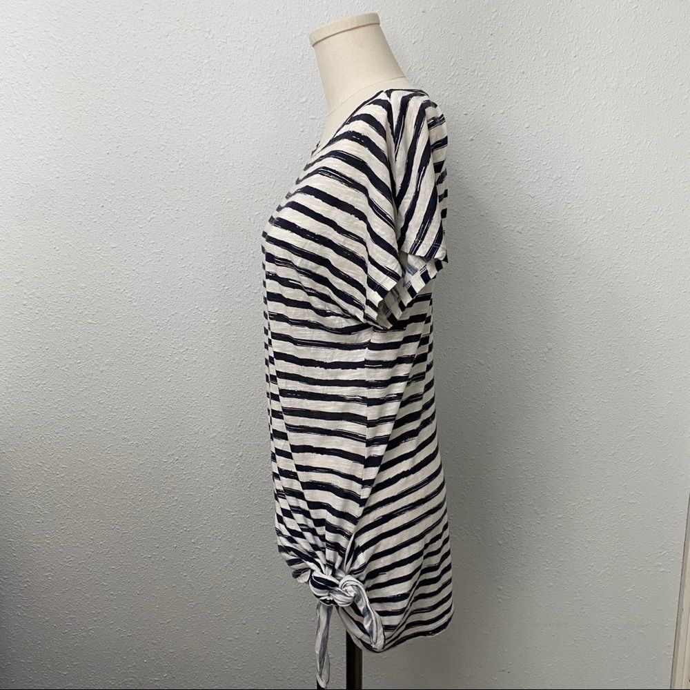 Michael Kors Striped Relaxed Fit  Tie Hem Top - Picture 3 of 7